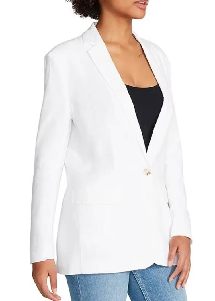 Steve Madden Linen on the Edge Blazer - White