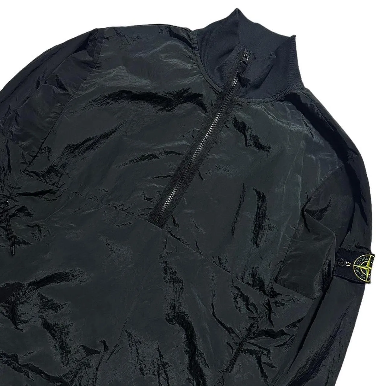 Stone Island Green Nylon Half Zip Pullover