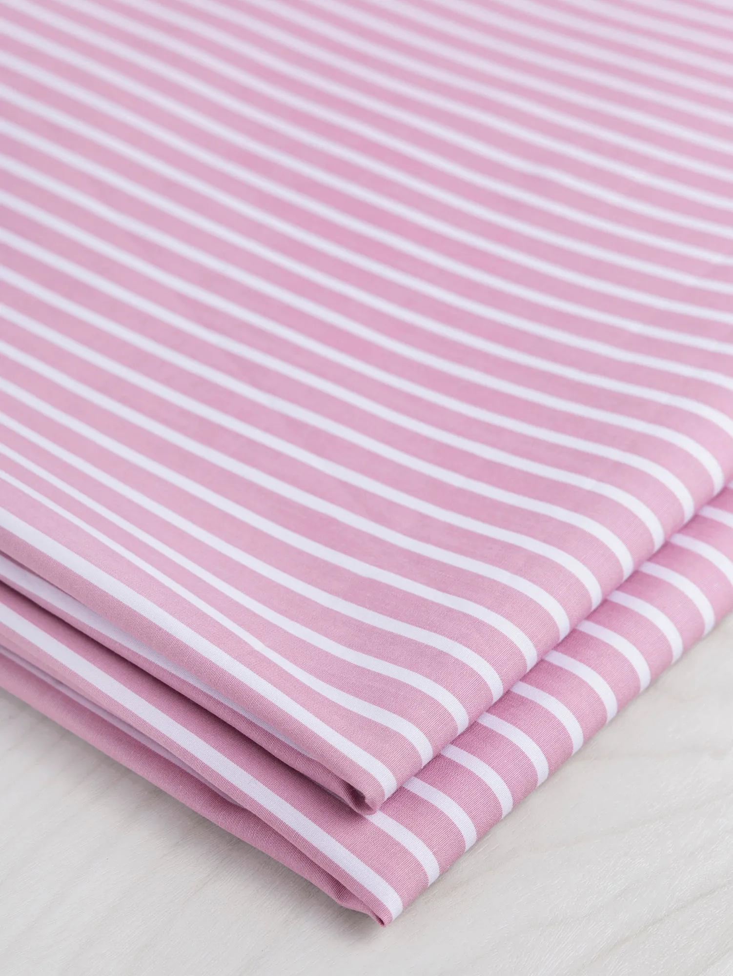 Stripe Cotton Poplin Shirting - Pink   White - Swatch