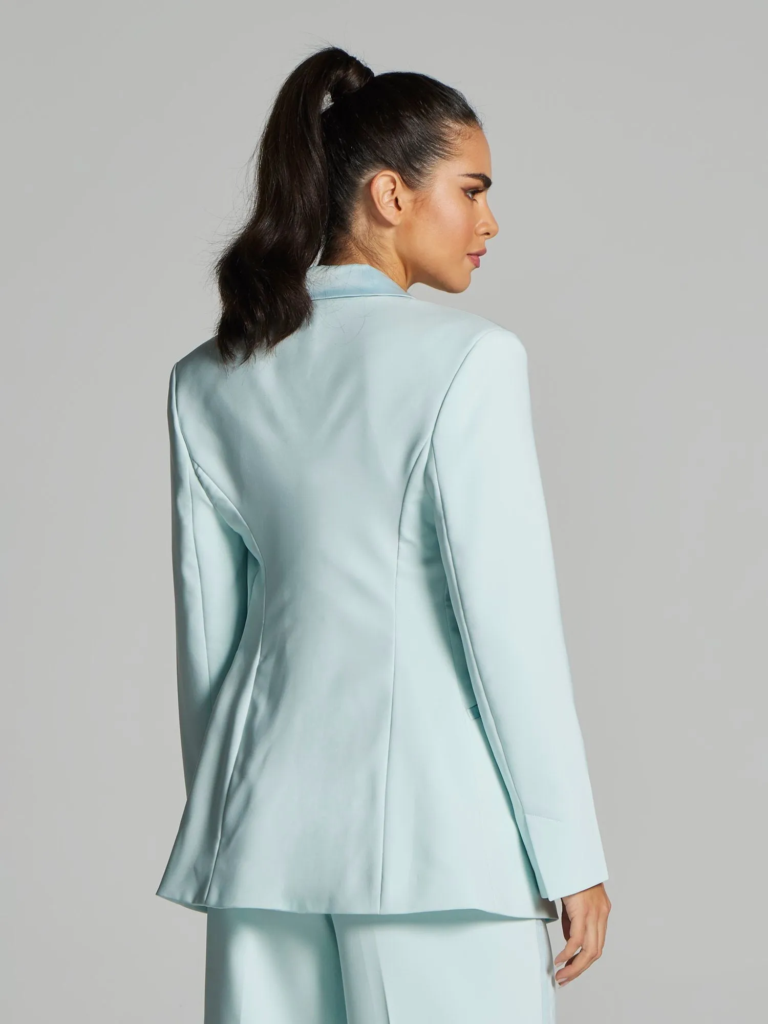 Teagan Satin-Trim Single-Breasted Blazer