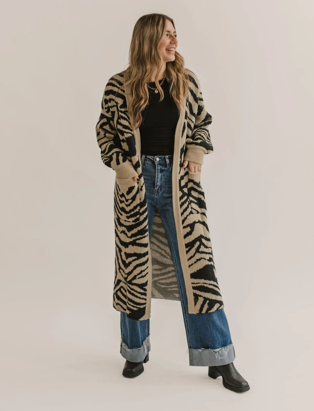 The Animal Print Knit Sweater Cardigan