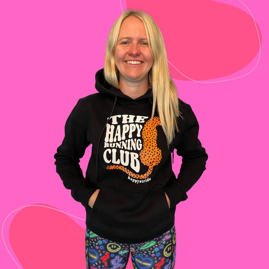 ''The Happy Running Club'' black hoodie