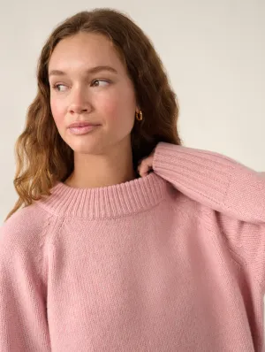 White   Warren - Lofty Cashmere Blend Marled Crewneck In Pink Marl