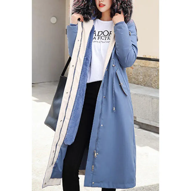 Women Back Slit Loose Long Padded Winter Jacket - WJC23665