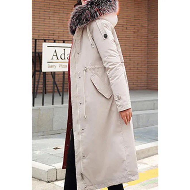 Women Back Slit Loose Long Padded Winter Jacket - WJC23665