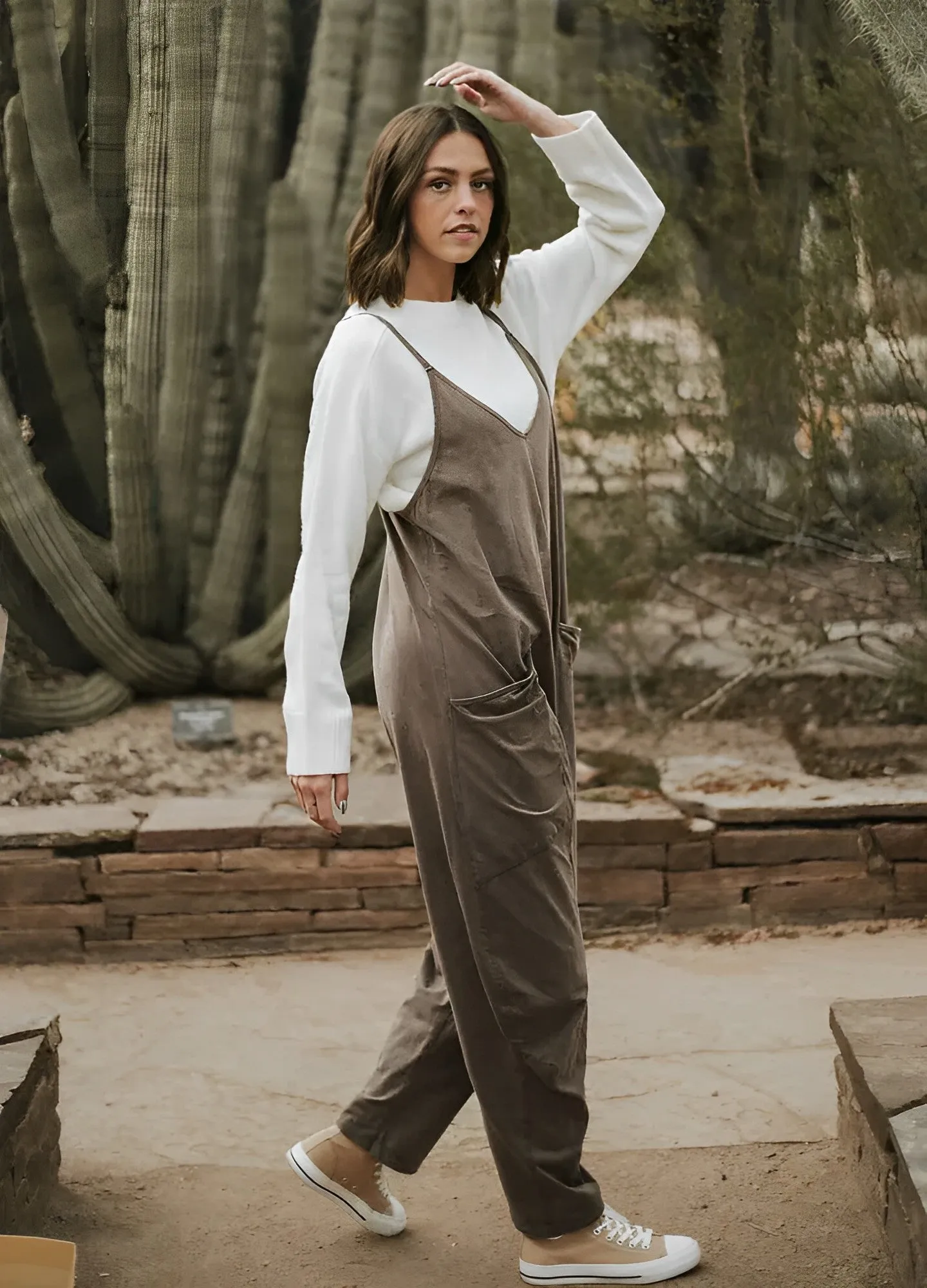 Womens Casual Wide-Leg Jumpsuit