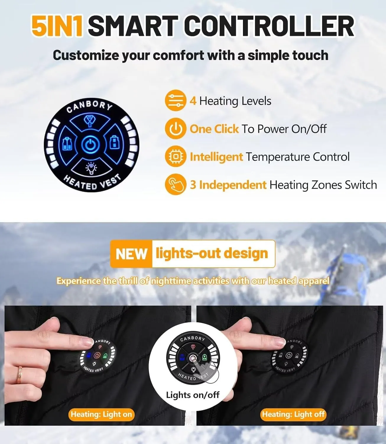 Womens Heated Vest, 5IN1 Smart Controller Electric Heating Jacket Coat Vests, Gifts for Women