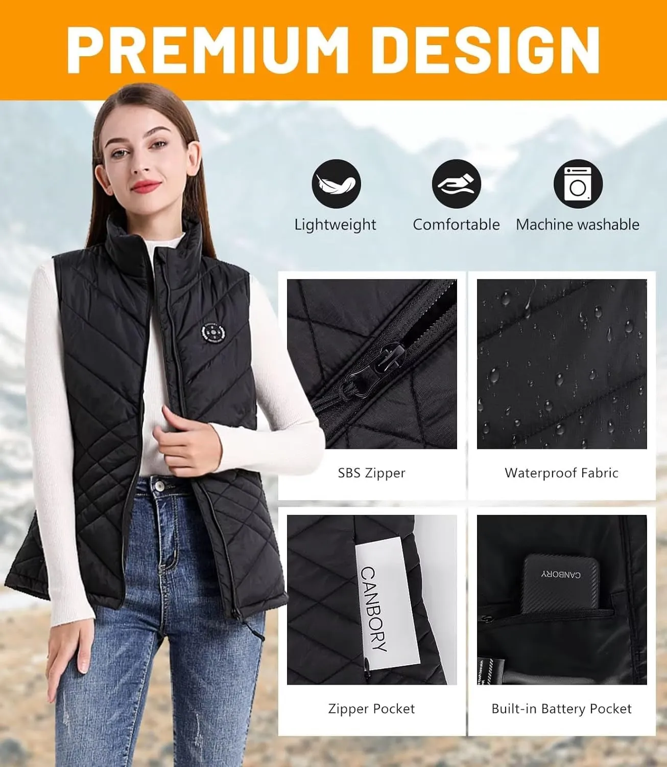 Womens Heated Vest, 5IN1 Smart Controller Electric Heating Jacket Coat Vests, Gifts for Women