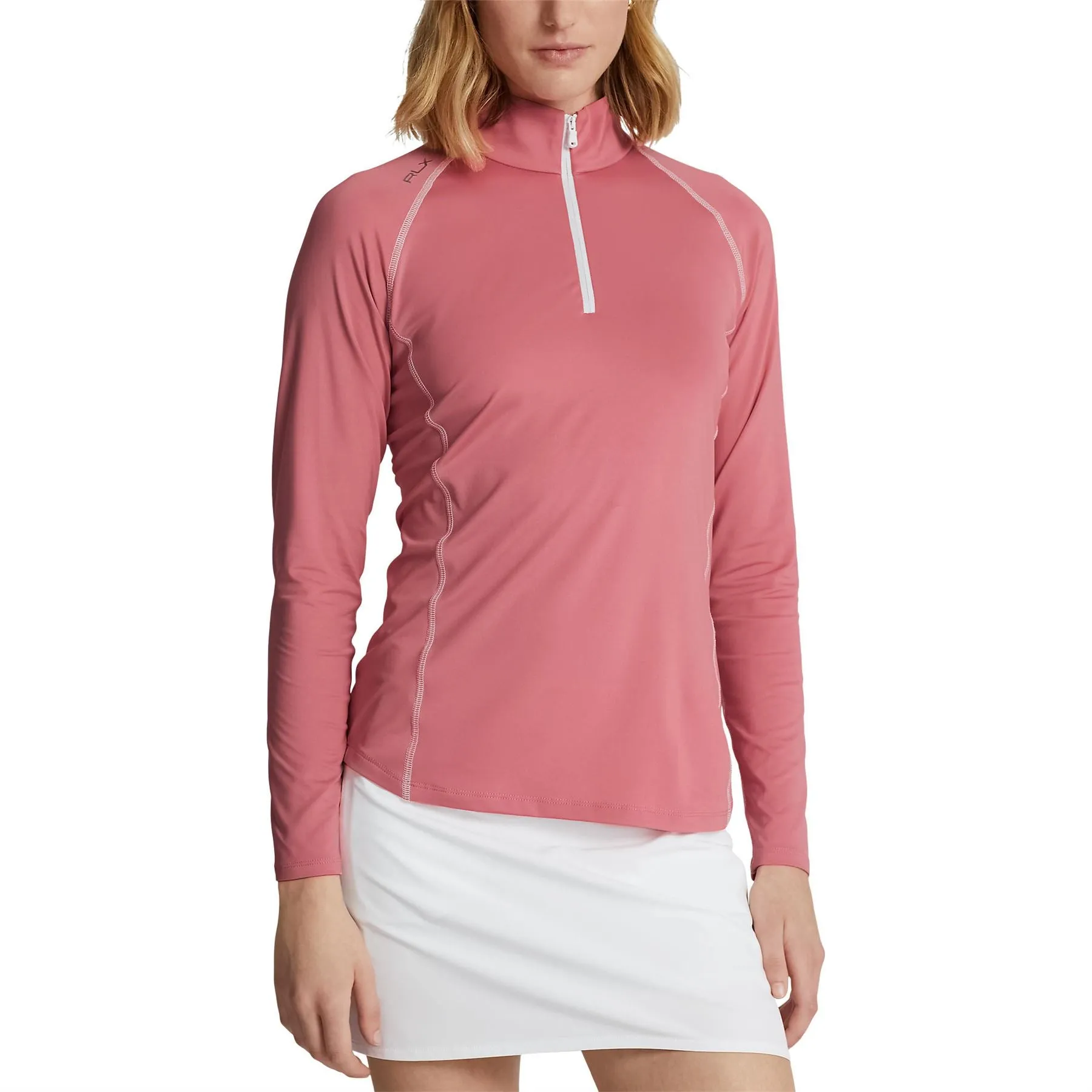 Womens Jersey Quarter-Zip Pullover Desert Rose/Pure White - SS23