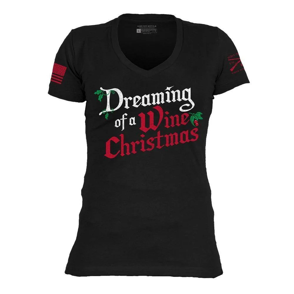 Women's Wine Christmas V-Neck - Black