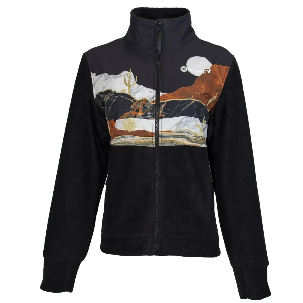 Youth "Ladies Tech Fleece Jacket" Black w/Landscape Pattern