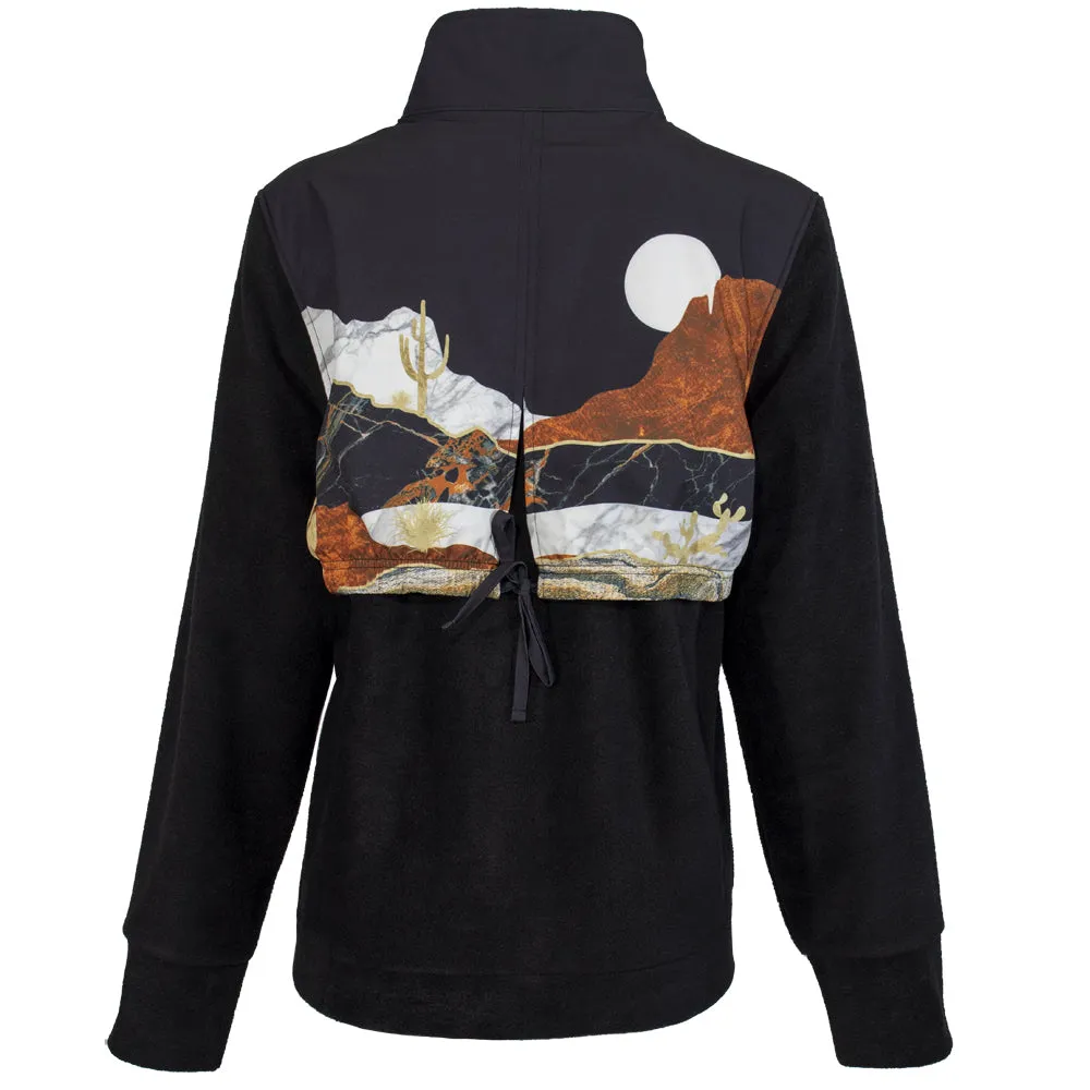 Youth "Ladies Tech Fleece Jacket" Black w/Landscape Pattern